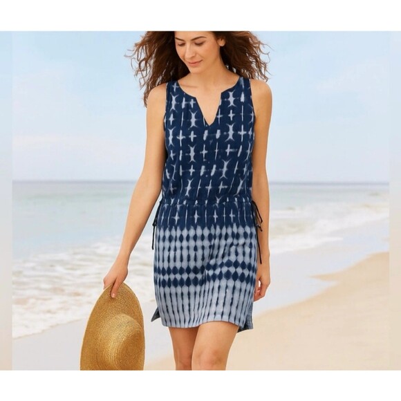 J. Jill Dresses & Skirts - J. Jill Pure Jill Tie-Dye V-Neck Tunic Shift Dress, Large Coastal Resort Beachy